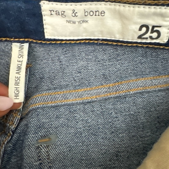 Rag & Bone High-Rise Ankle Skinny Jeans Asymmetrical Frayed Hem Soft Stretch - Picture 8 of 10